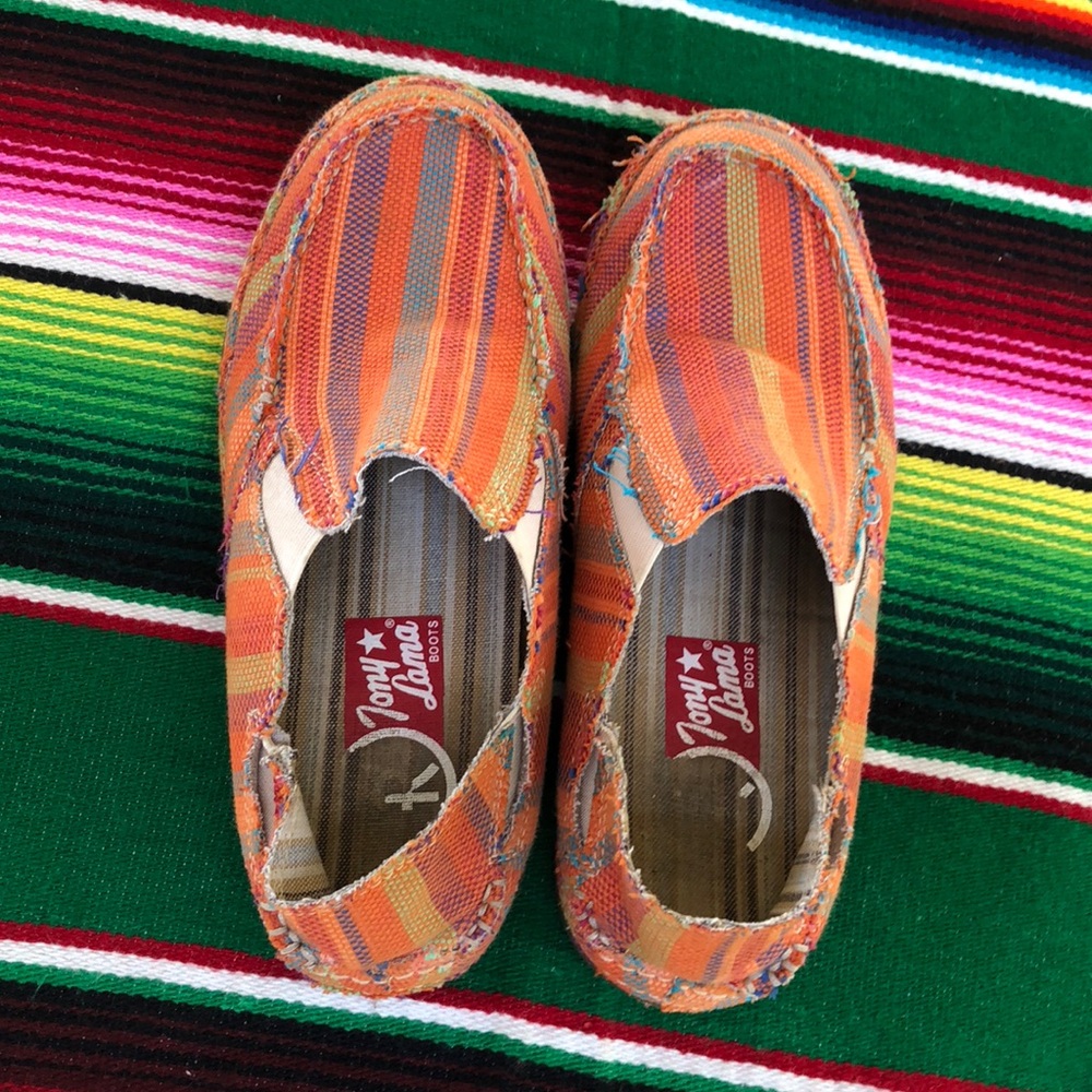 Tony Lama slip on orange shoes size 7